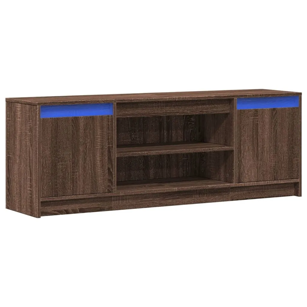 Mobile TV con illuminazione LED effetto rovere marrone 139,5x34x50 cm - 3