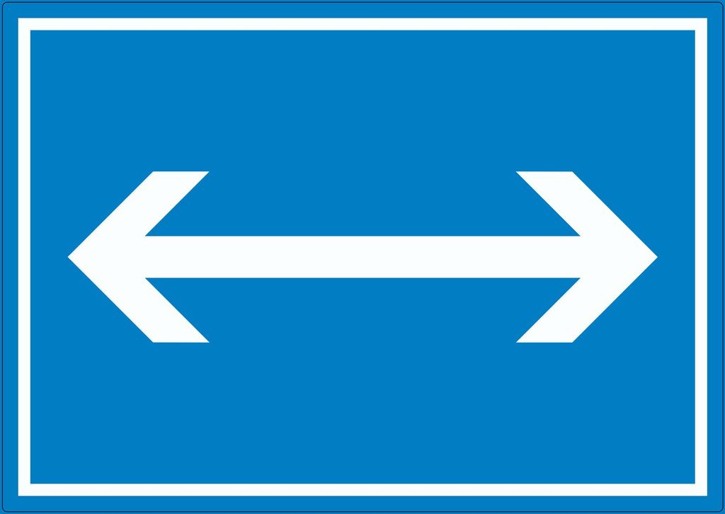 Richtungspfeil rechts und links Aufkleber waagerecht weiss blau Pfeil A9 (37x52mm)