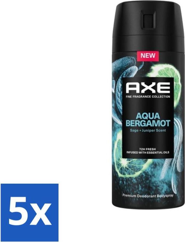 Axe Deodorant Body Spray Aqua Bergamotte 150 ml - Vorteilspack - 5 Stücke