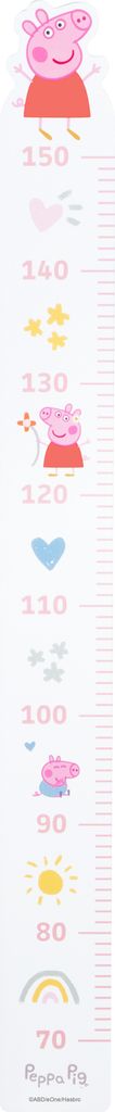 roba Messlatte für Kinder Peppa Pig - Skala von 70 cm bis 150 cm für Mädchen & Jungen - Kindermesslatte für Kinderzimmer - Holz weiß / rosa