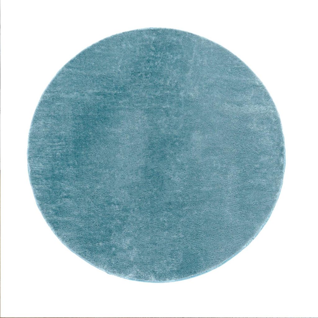 Teppich Kurzflor waschbar Unifarben Wohnzimmer schmutzabweisend Türkis Rund 160D | 100% Polyester | Florhöhe: 10 mm | pflegeleicht