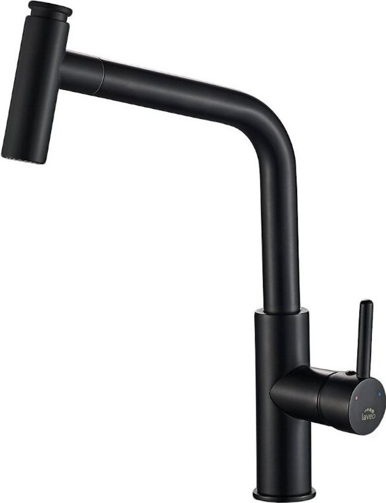 Design Spültischarmatur stehend mit herausziehbarem Auslauf Schwarz