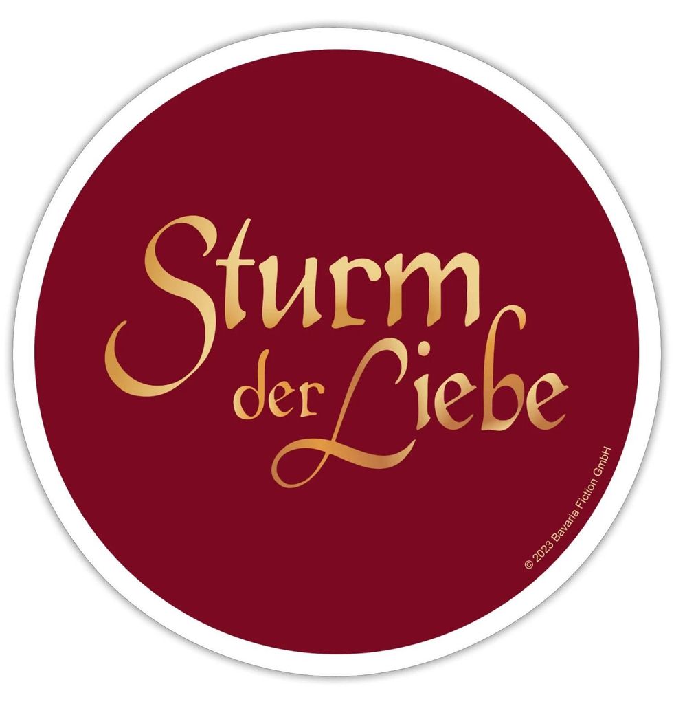 Spreadshirt Sturm Der Liebe Schriftzug Logo Gold Textur Sticker Aufkleber, 10 x 10 cm, Mattweiß