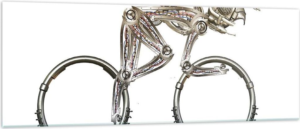 Bilder auf glas - Einteilig - Fahrrad Roboter Modern - 140x50cm - Glasbilder - Wandbilder - Bilder - zum Aufhängen bereit - Wanddekoration aus Gla...