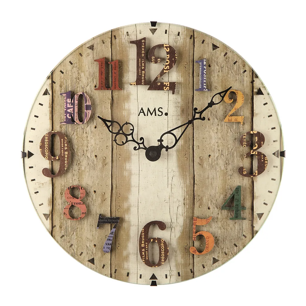 Grande pendule murale analogique AMS - Horloge ronde de 30 cm pour salon