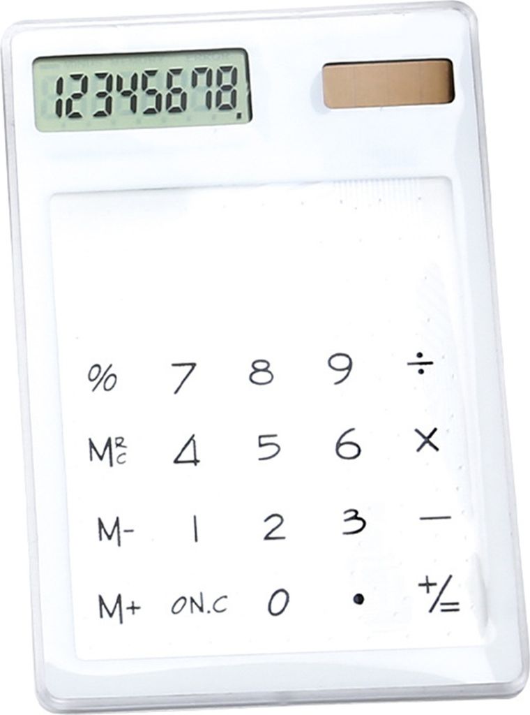Transparenter Taschenrechner mit 8-stelliger Anzeige, solarbetrieben, für Zuhause, Schule und Büro