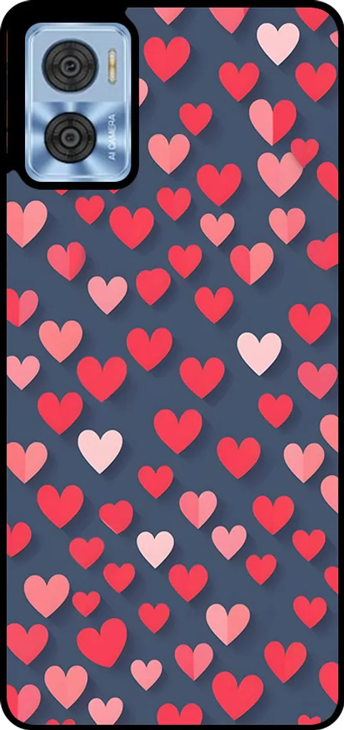 Smartphonica Custodia per Motorola Moto E22 / E22i con stampa cuore rosa e rosso - Custodia backcover in TPU con design cuore rosa e rosso