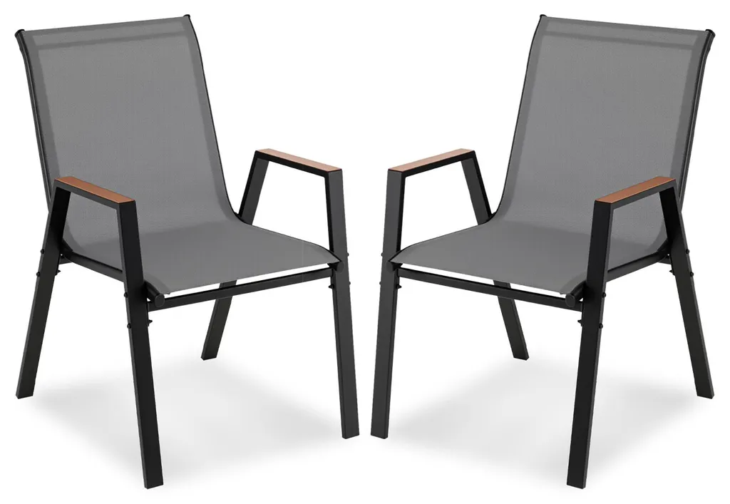 Lot de 2 Chaises de Jardin pour Balcon et Terrasse Sièges Gris Gain de Place
