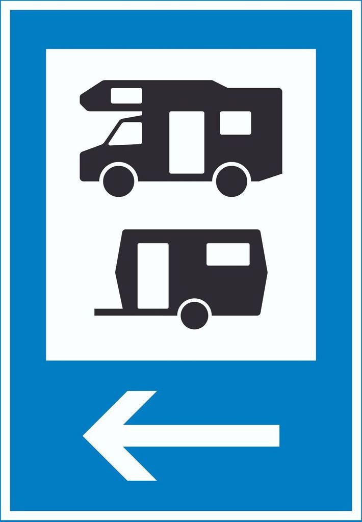 Wohnmobil- und Wohnwagenplatz links Schild A5 (148x210mm)