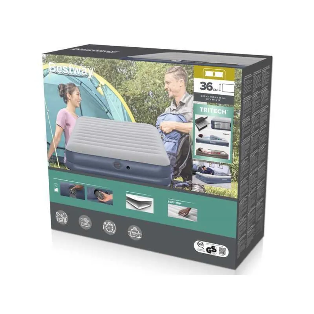 Matelas gonflable TriTech résistant avec pompe sans fil intégrée 203cm - 28