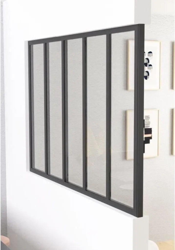 Poteau de terminaison pour toiture vitrée en aluminium noir 108 cm