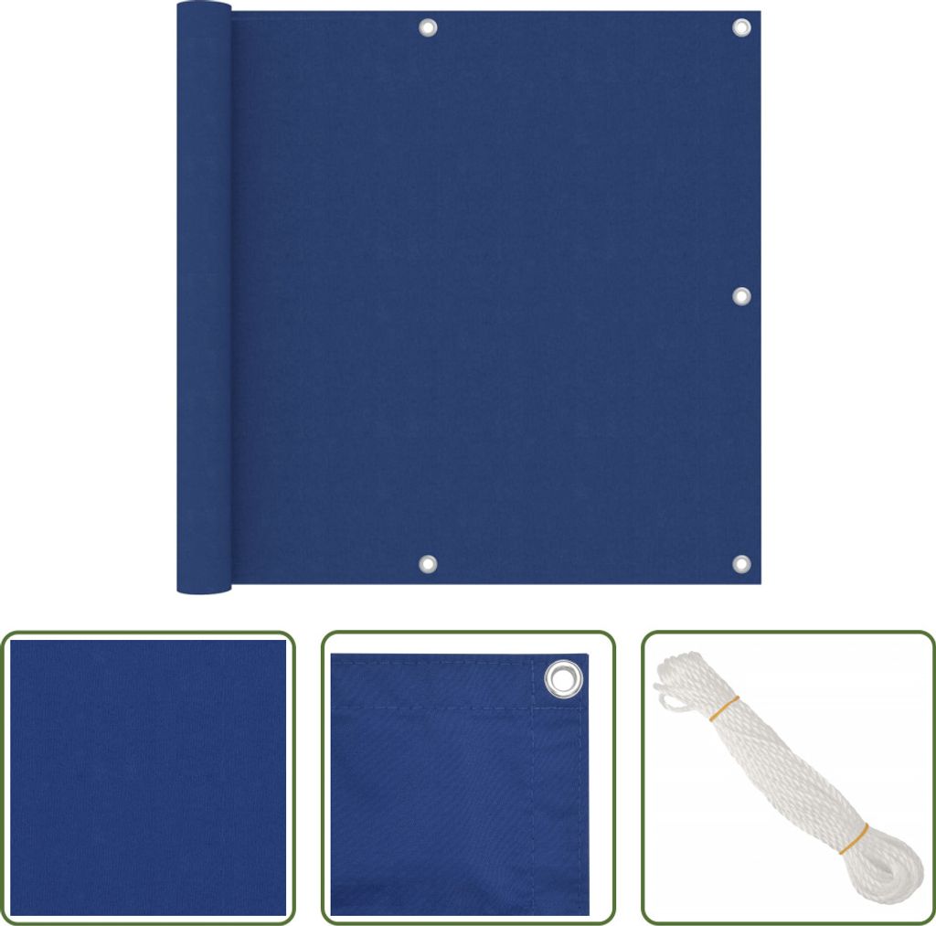 The Living Store Balkon-Sichtschutz Blau 90x600 cm Oxford-Gewebe