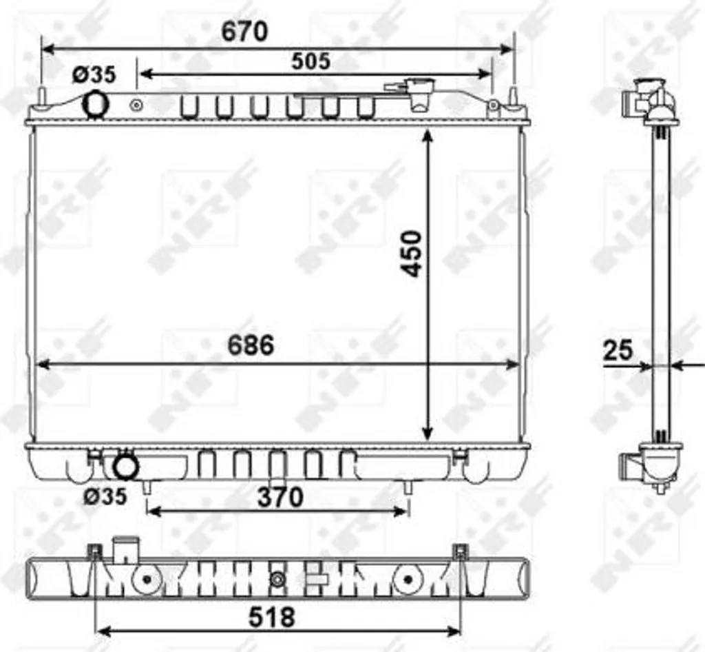 Radiateur de Refroidissement Moteur pour Nissan Navara OE 21410VK505