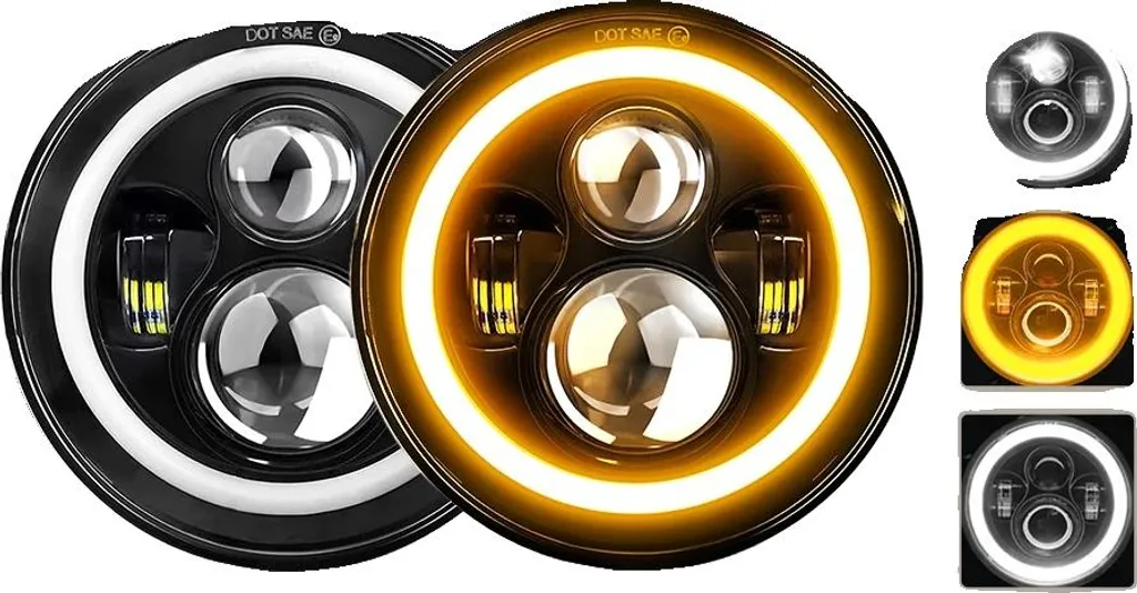 Phares 7 pouces LED de route et croisement étanches IP67 - Lot de 2