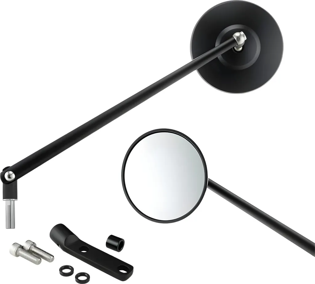 Rétroviseur de Guidon Rond 100mm Noir en Alu pour Scooter Vespa Vintage