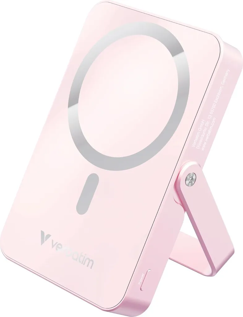 Batterie de Secours Rose 10000mAh - Idéal Voyage avec Support MagSafe