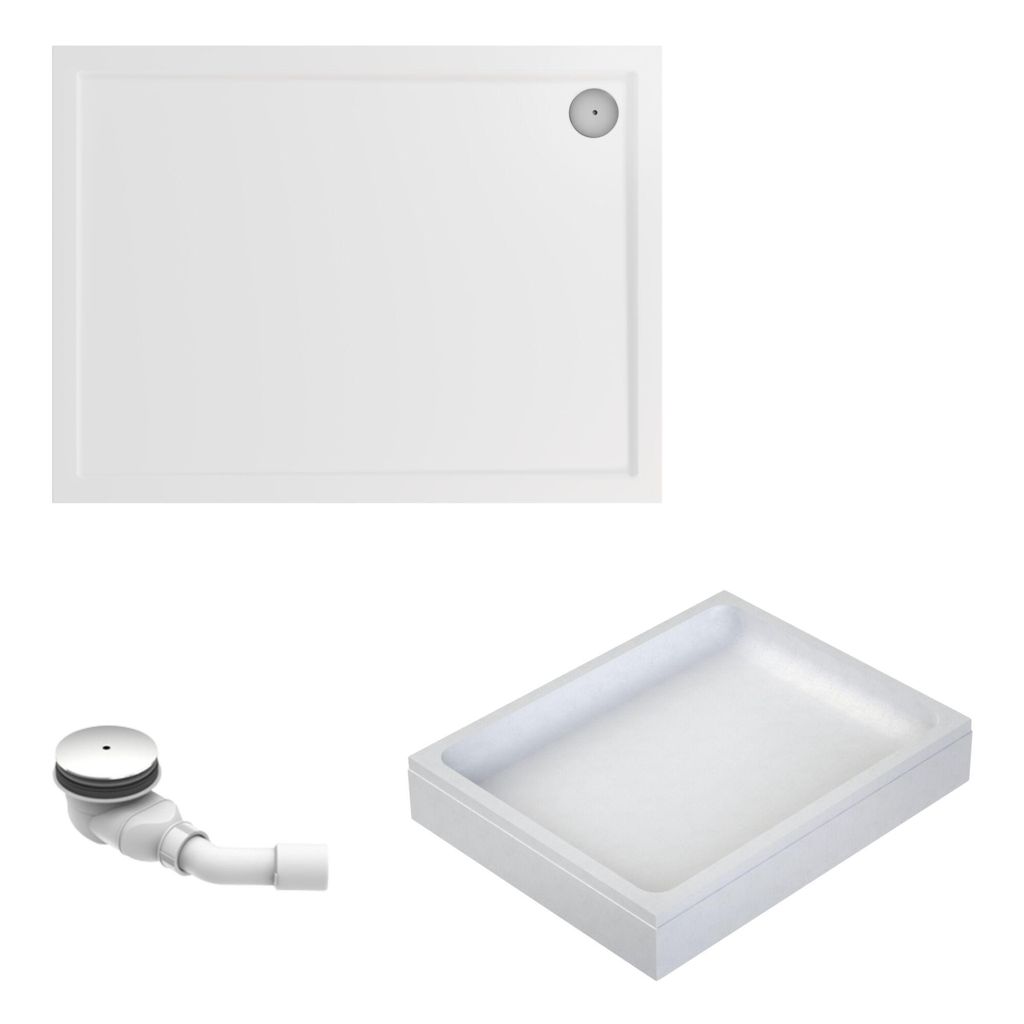 Schulte Duschwanne Adria 140x80 cm, Sanitäracryl Weiß, Set Produktbild 