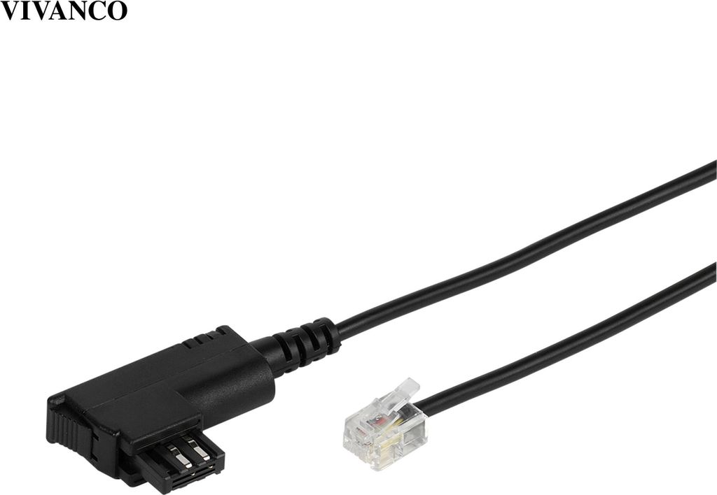 ViVanco 3m Modem Connection Cable, 3 m, TAE N, RJ-11, Männlich, Männlich, Schwarz