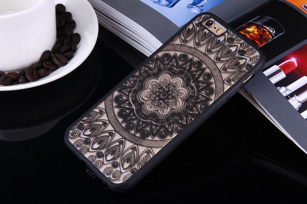 Handy Hülle Mandala für Apple iPhone 7 Design Case Schutzhülle Motiv Kreis Cover Tasche Bumper Schwarz