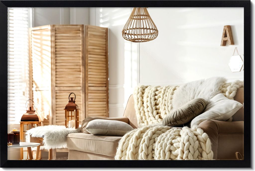 Wandspiegel Schwarz Rahmen MDF – Spiegel Elegant Loft Wohnzimmer Rechteck - 60x40cm