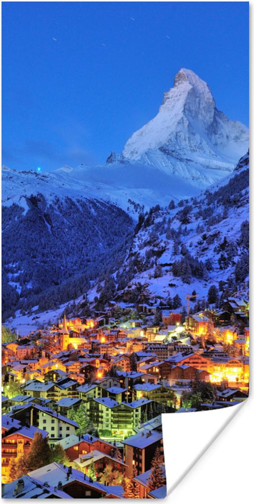 MuchoWow Poster Sonnenaufgang über dem Schweizer Matterhorn in Zermatt 40x80 cm - Dekoration