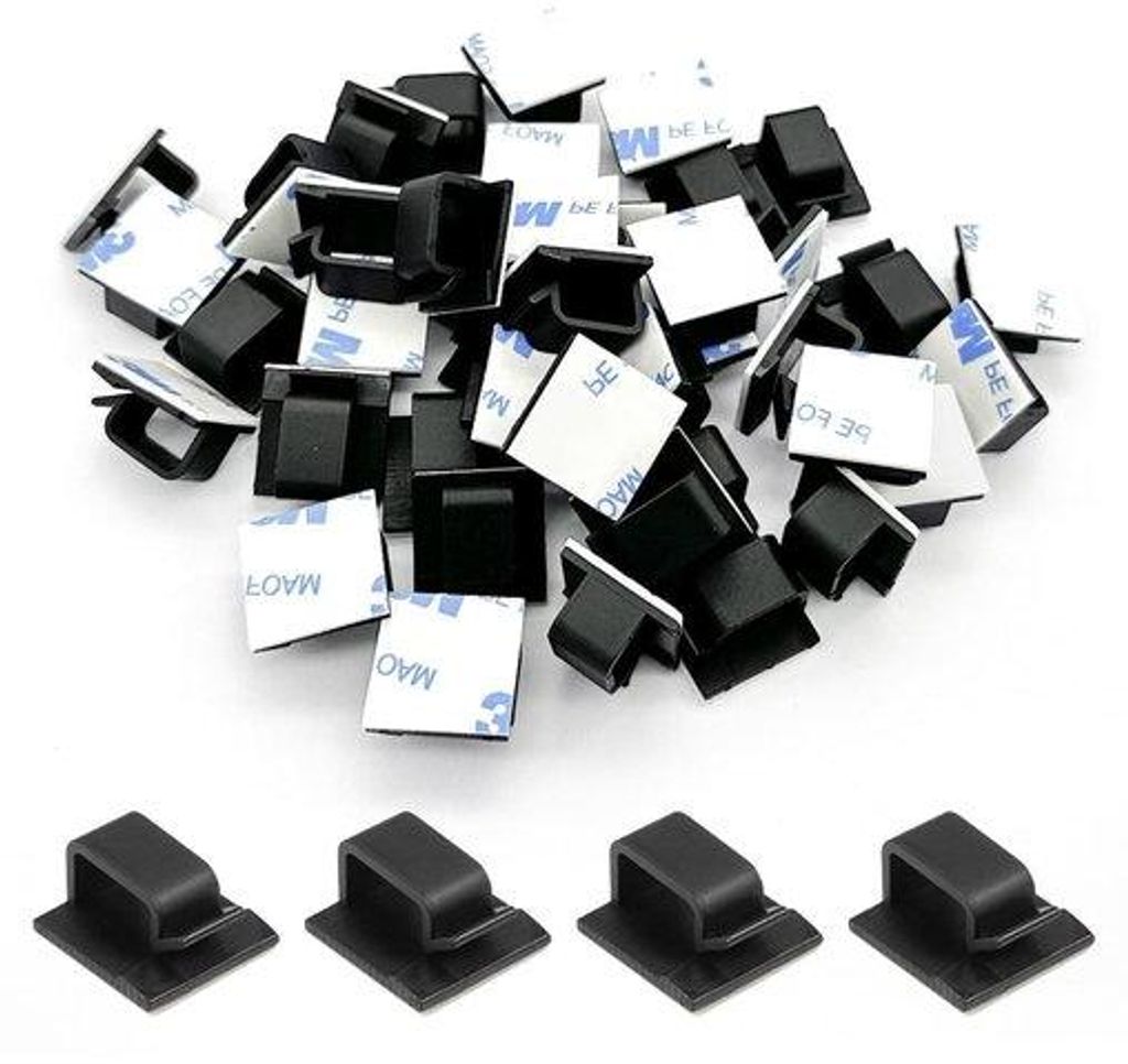 Selbstklebende Autokabelklemmen für Drahtmanagement und Weihnachtsdekoration, Kabelklemmen für Lichterketten draußen (schwarz), 100er Pack