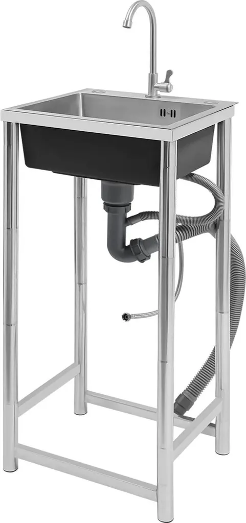 Évier extérieur pour cuisine d'été ou garage en inox avec kit robinet complet