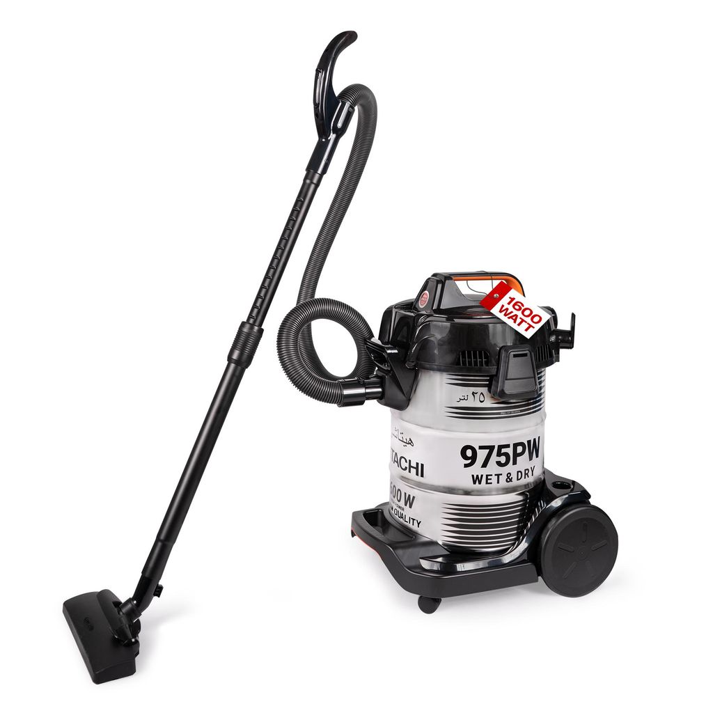 Hitachi CV-975PW Nass- und Trockensauger 1600W Power, 30L Edelstahlbehälter 25L Trocken- & 20L Nassaufnahme - Zubehörset inkl. Bodendüse, Fugend...