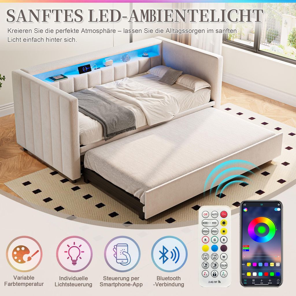 okwish Posteľ s úložným priestorom 90x190 cm, s výsuvnou Obrázok produktu 