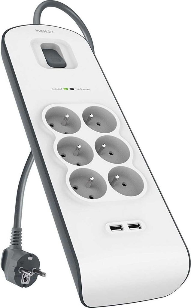 Belkin BSV604ca2m, 650 J, 6 AC-Ausgänge, Weiß, 2 m Produktbild 