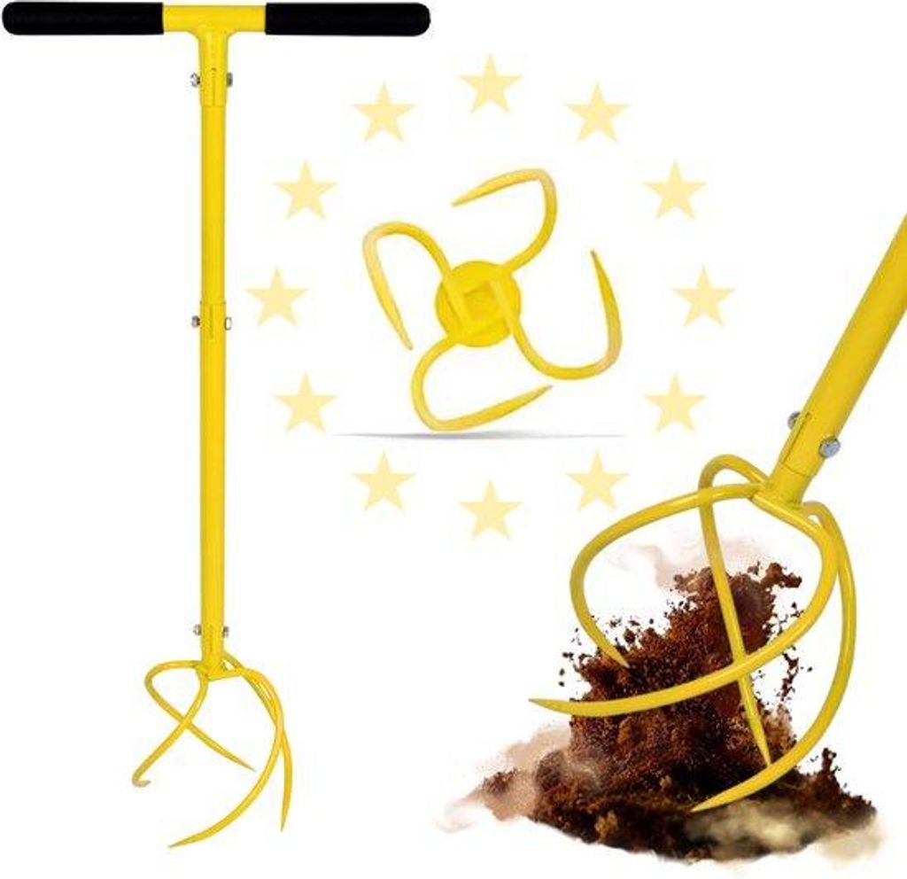 JustValue Bodenlockerer 4-zinkig – 90–99 cm verstellbar – Produktbild 