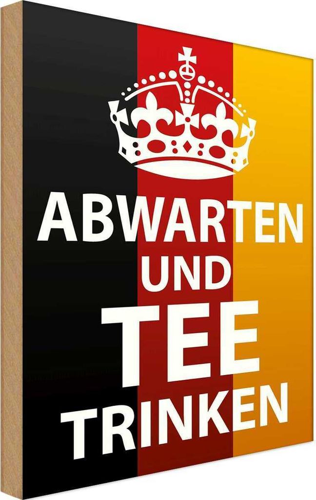 vianmo Holzschild 30x20 cm Abwarten und Tee trinken Warnschild Hinweisschild