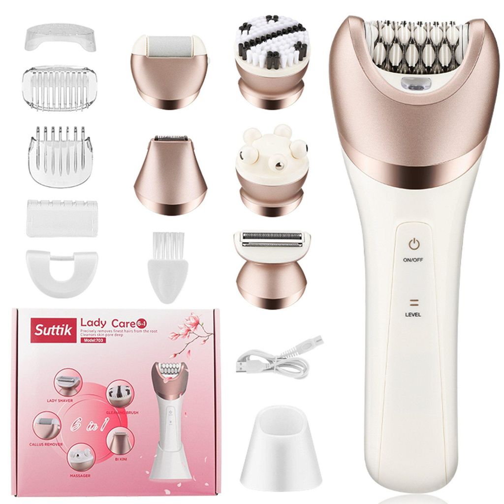 Epilierer Damen, 6-in-1 Gesichtsepilierer Kabellos, Nass & Produktbild 