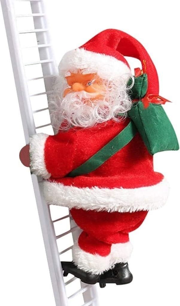 Elektrischer kletternder Weihnachtsmann auf Leiter – Perfekter Weihnachtsbaumschmuck für Wände, Fenster und Garten – LADDERSANTA