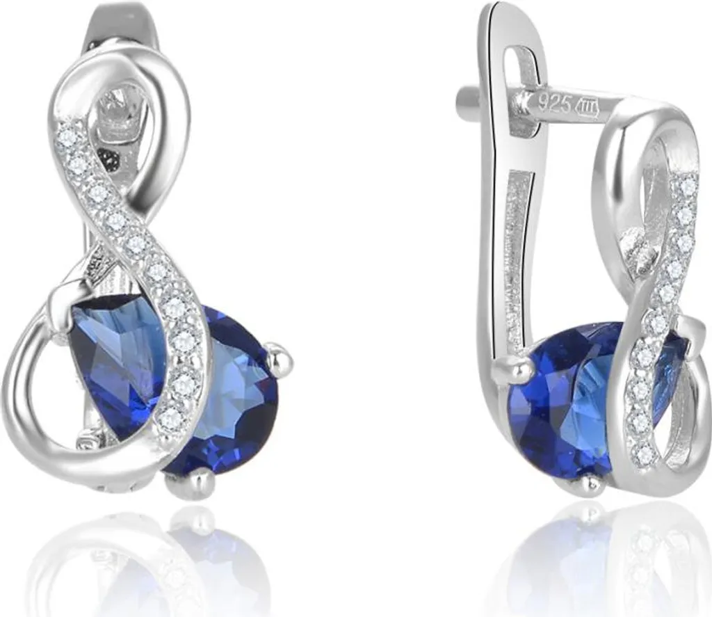 Silvego Set In Argento MONACO Con Zaffiro LPS0341BS  Orecchino Pendente Donna 8596012223893