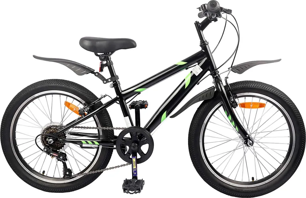 Vélo enfant 20 pouces à 6 vitesses noir pour garçons et filles 6-11 ans