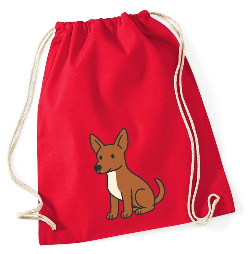 Huuraa Turnbeutel Podenco Comic Poddi 12 Liter Classic Red Baumwolle Rucksack Geschenkidee
