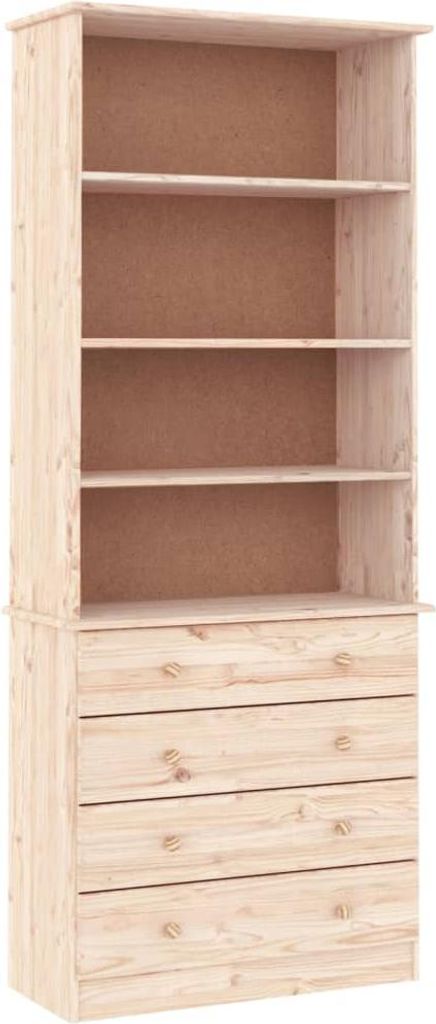 vidaXL Bücherregal mit Schubladen ALTA 77x35x186,5cm Massivholz Kiefer