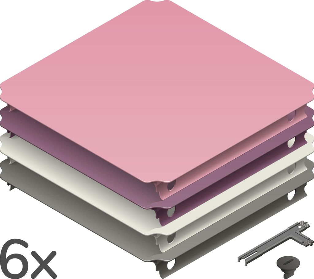 Quadro Plattenset L Home Erweiterungs-Set mit 6 großen Platten in Home-Farben für Quadro-Baukästen – Berry