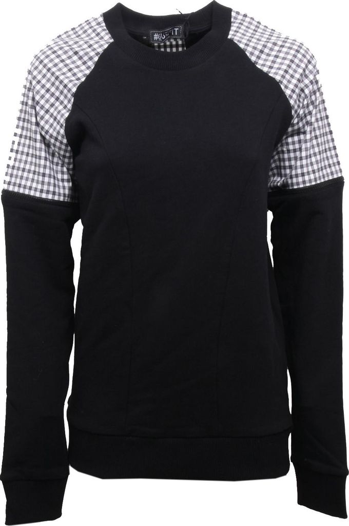 B7812 schwarz OUTFIT Sweatshirt mit Reißverschluss Ärmel Sweatshirt Frau