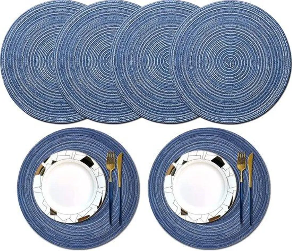 Décoration de table moderne avec 6 sets de table ronds beiges faciles