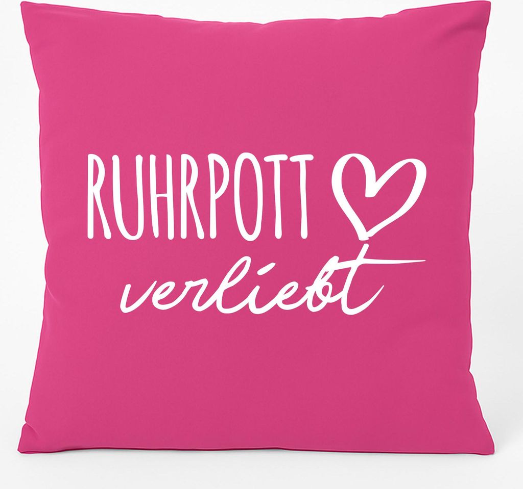 Huuraa Kissen Ruhrpott verliebt 40x40cm mit Füllung Fuchsia Produktbild 