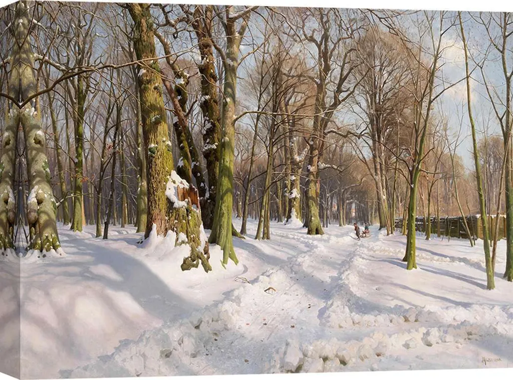 Tableau Déco Murale Sans Reflet - Forêt sous la Neige Toile 60x40 cm