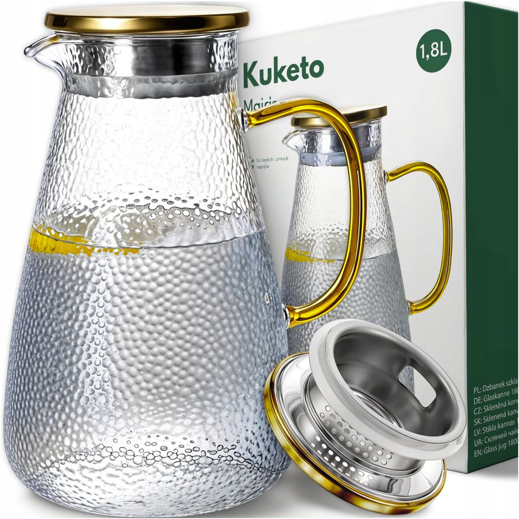 Kuketo | Glas Teekanne mit Sieb 1,8 L – Hitzebeständiger Produktbild 