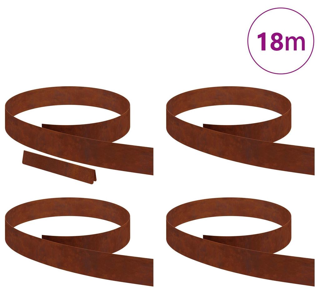 vidaXL Raseneinfassung 4 pcs Rostig 450 x 0,05 x 10 cm Produktbild 