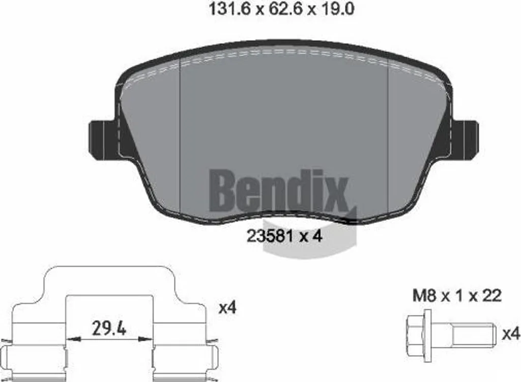 Plaquettes de frein BENDIX haute performance 6Q0698151A pour Seat Ibiza