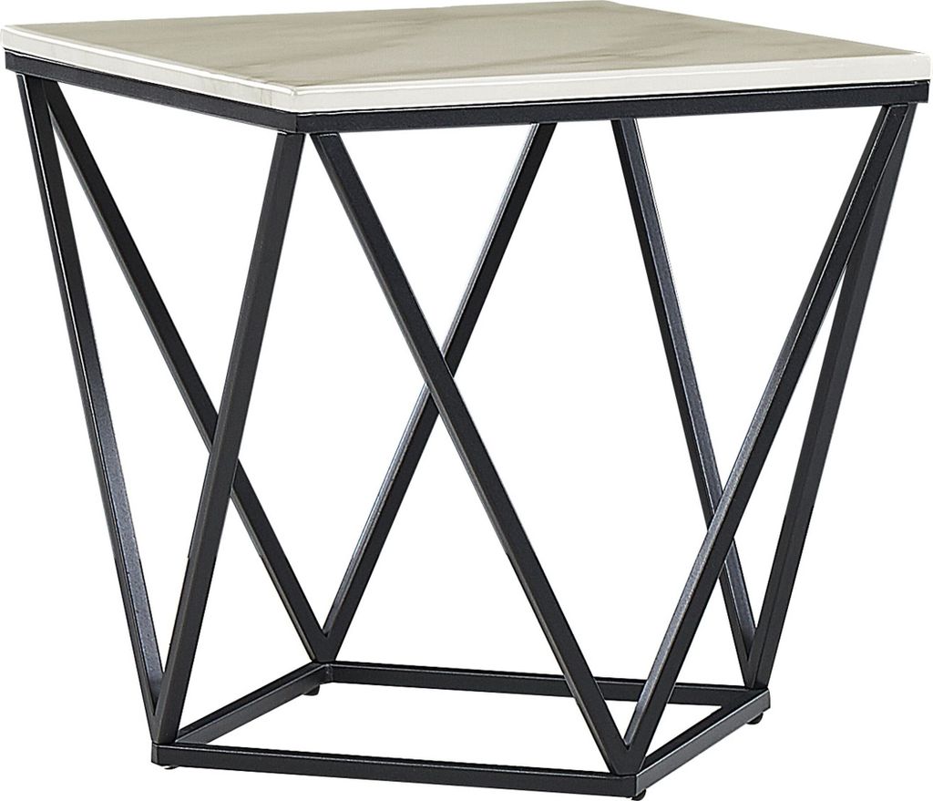 BELIANI Beistelltisch Beige MDF Marmor Optik quadratisch 50x50 cm mit schwarzem Metallgestell Modern Glamour Stil Sofatisch Wohnzimmer Salon Möbel