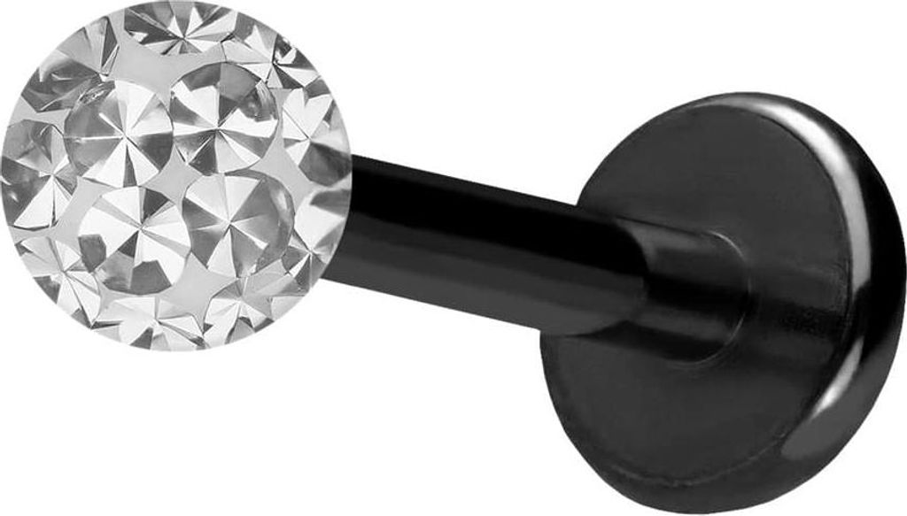 Ohrpiercing, Nasenpiercing Titan Labret mit Push Fit EPOXY-KUGEL Schwarz Stablänge: 10mm + Stabstärke: 1,2mm + Kugelgröße: 3mm
