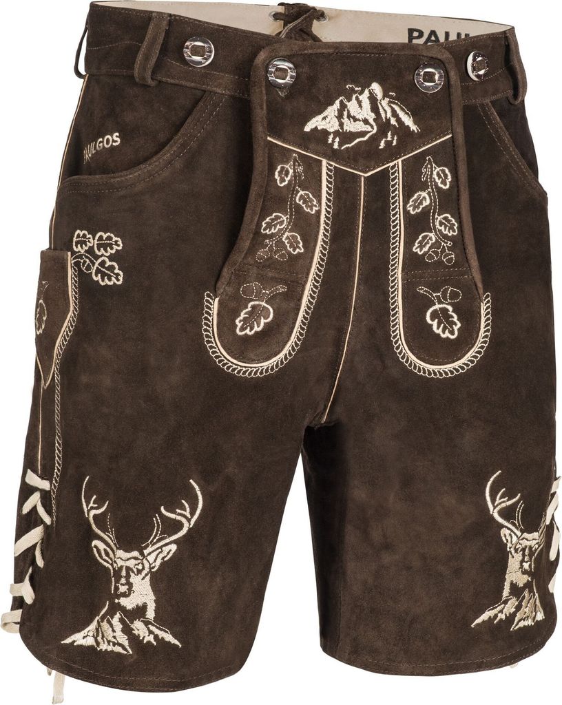 PAULGOS Herren Trachten Lederhose Kurz - HK4 - Echtes Leder Produktbild 1