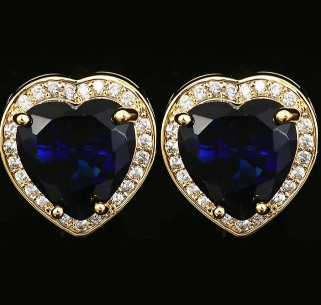 Boutons de manchette pour mariage : motif cœur et cristal bleu pur